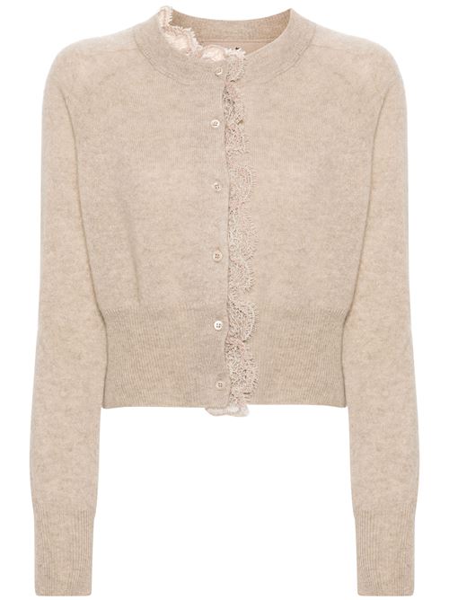 Sand beige cardigan Ermanno Scervino | D455N313APPYUM1507